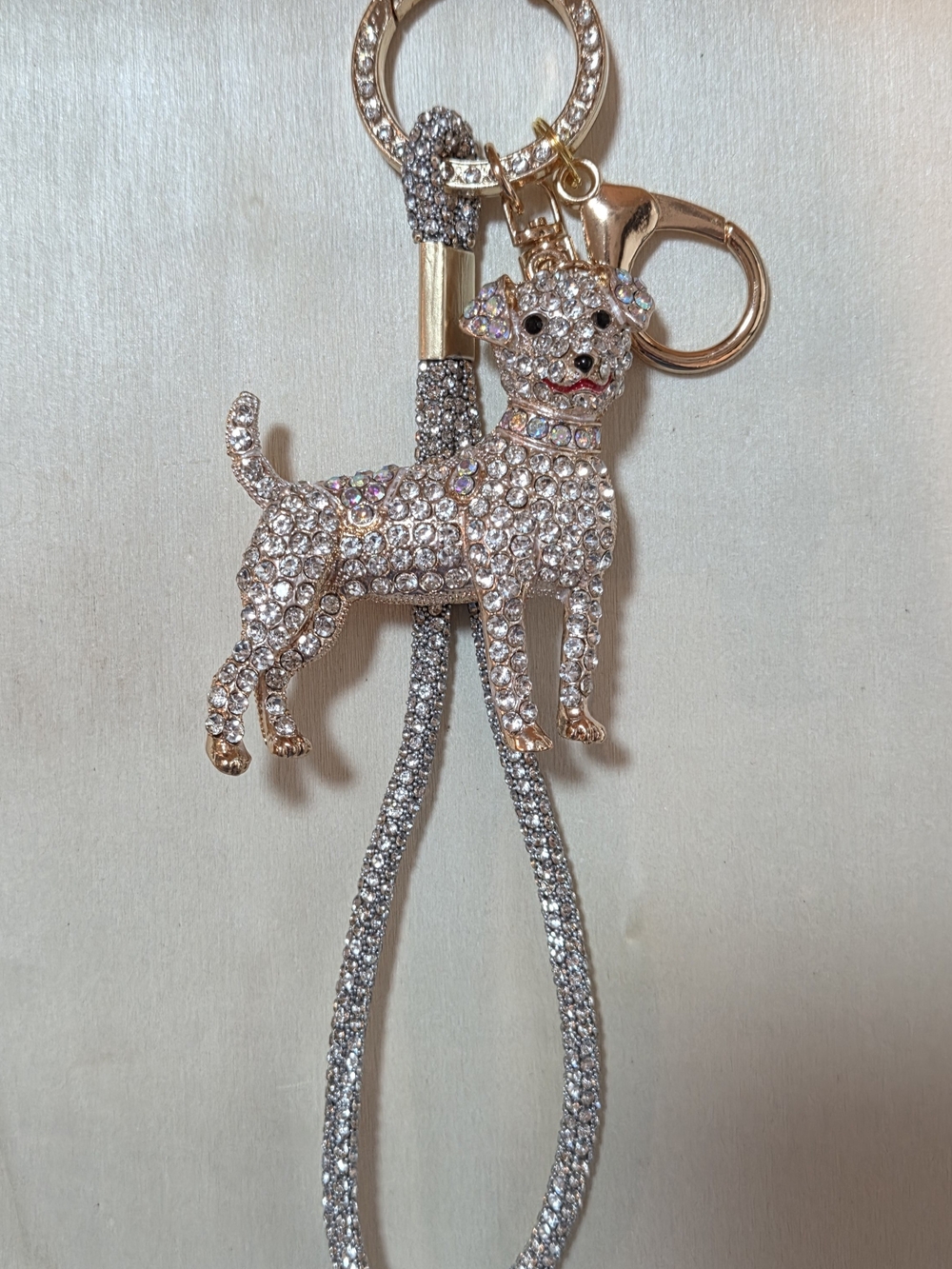 ✨ Luxury Bling Rhinestone Dog Keychain Wristlet Bag Charm